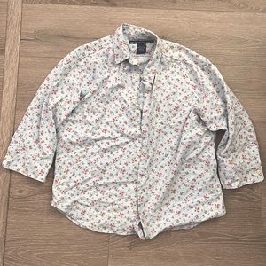 Ralph Lauren Sport Light Blue with Pink Flowers Button Up